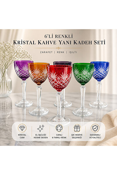 Paşabahçe | 6'lı Renkli Mix Kesme Kahve Yanı Su Bardağı - 165 ML