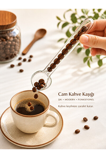 KBS HOME Dekoratif Cam Ölçek Kahve Çekirdekli El Yapımı Cam