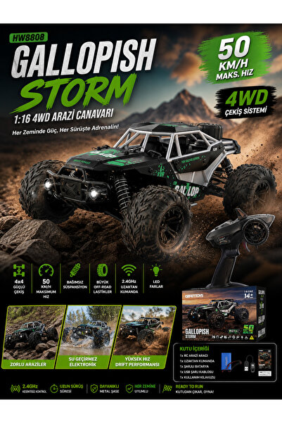 TRUST STORE Gallopish Storm 1:16 4WD UzaktanKumandalı HW8808 Arazi Aracı 50 K...