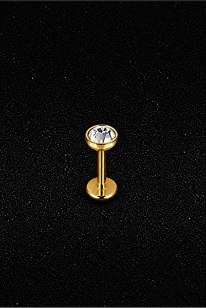 ömay takı Dısk Taş 316 l Cerrahi Çelik gold Labret Piercing