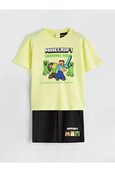 LC Waikiki Minecraft Baskılı Erkek Çocuk Şortlu Pijama Takımı (S6)