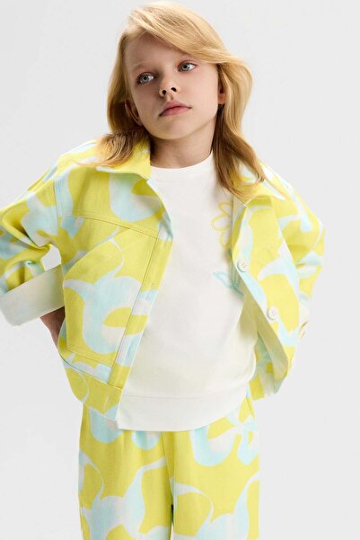 nk kids Nk Kız Çocuk Karma Baskı Ceket 4-8 Yaş SARI