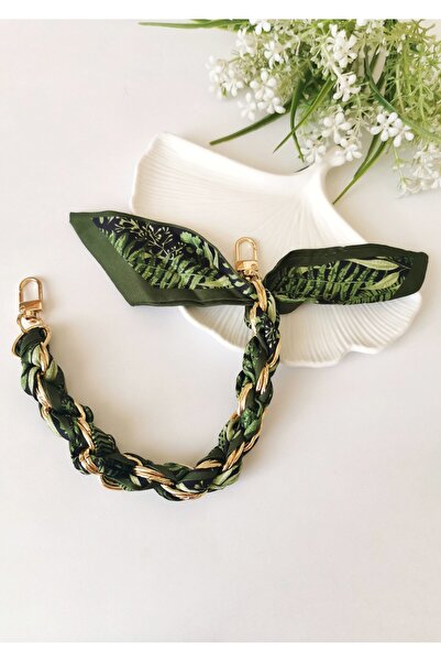 Halley Concept Green Scarf Bag Accessory Charm 40 cm Stylish Bag Ornament wit...