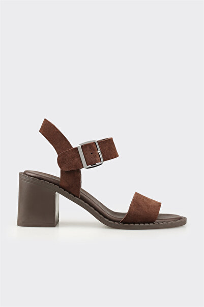 Elle Shoes Kahve Deri Kadın Sandalet