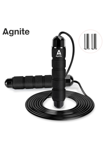 Agnite Ağırlıklı Çelik Atlama İpi Profesyonel Fitness Siyah