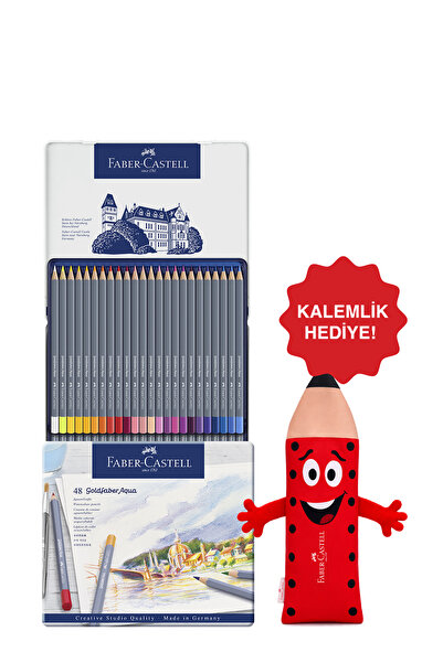 Faber Castell Goldfaber Aquarell Kuru Boya Kalemi,48 Renk,Şık Metal Kutu,Canl...