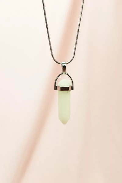 Mestore Cat eye natural stone handmade design necklace with chain: 3.5 cm cha...