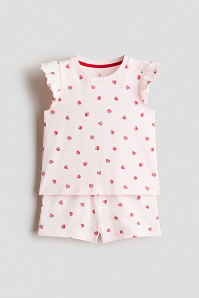 H&M Pamuklu ve Desenli Pijama Takımı