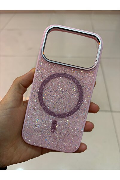Iphone 17 Pro Kılıf Arka Kapak MagSafe Özellikli Zirkon Taşlı