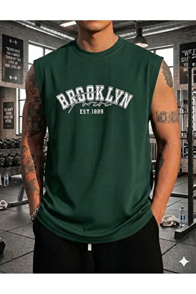 BW Bravely Wear BROOKLYN FOREVER Baskılı Erkek Sıfır Kol Sporcu Kolsuz Tshirt