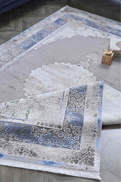 GÜMÜŞSUYU Viera 15597 Modern Mavi ve Gri Geçişli Salon Halısı 160x230