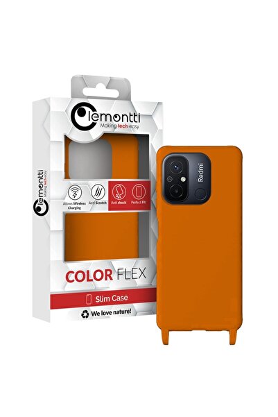 lemontti Husa Silicon cu Snur Xiaomi Redmi 12C Portocaliu (protectie 360°, ma...