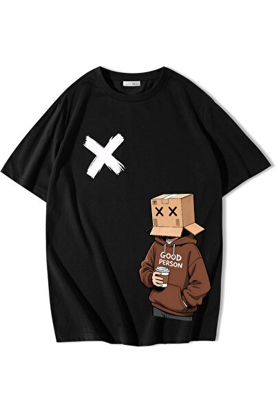 BRZ COLLECTION Unisex Oversize Good Person T-Shirt Black