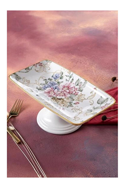 ACAR Rosa Ayaklı Seramik Sunum Tabağı 28x16x11 cm