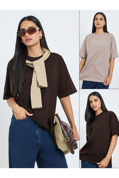 Styli Pack of 2 - Short Sleeves Oversized T-Shirt