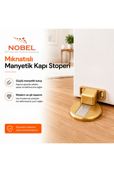 Nobel Manyetik Mıknatıslı Kapı Stoperi, Güçlü Mıknatıslı (Vidalı) 5 ADET