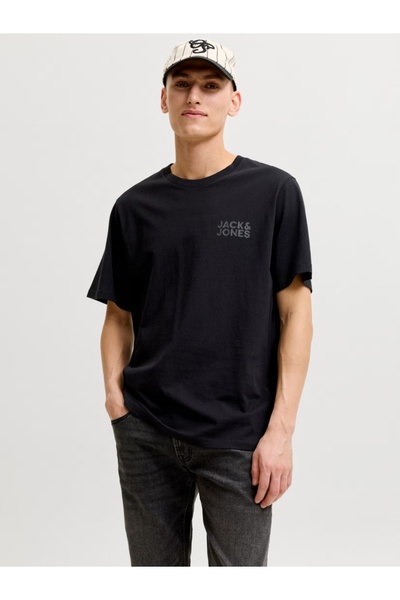 Jack & Jones Basic T-Shirt for Men, 100% Cotton, with Logo, Black, M