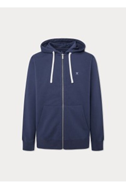 Hackett London Blue Cotton Blend Men Premium Sweatshirt