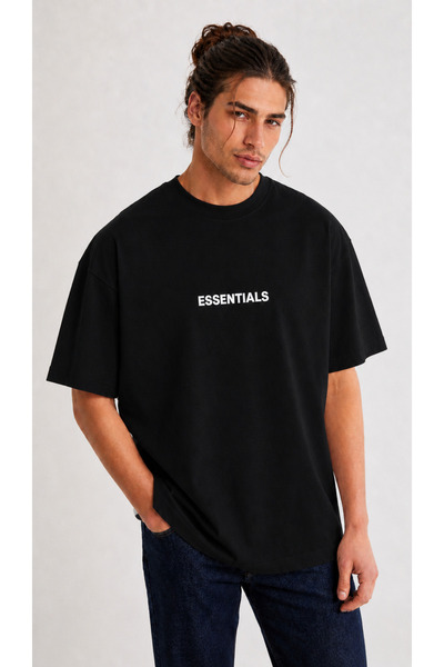 Boi Oversize Code Essential Esn-404 Fit T-Shirt Black and White T-Shirt