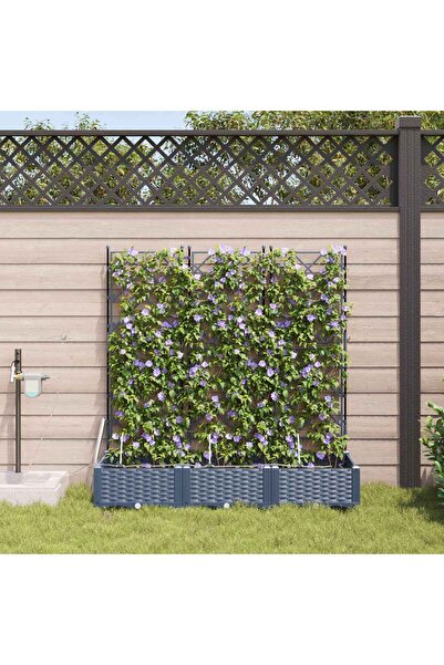 vidaxl Vaza pentru Gradina 3 pcs Gri 120 x 40 x 126 cm Plastic
