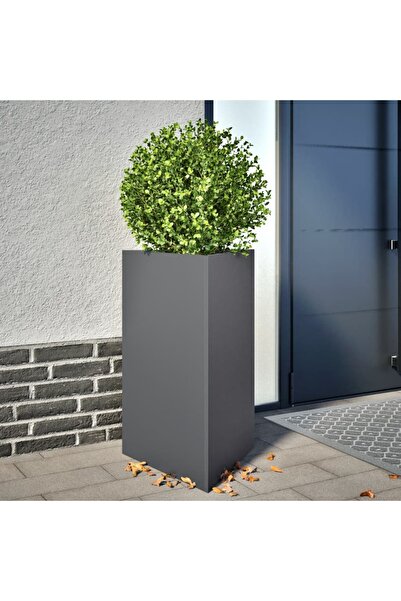 vidaxl Jardiniera gradina, antracit, 50x43x75 cm, otel, triunghiulara
