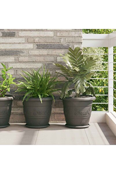 vidaxl Ghivece pentru plante 6 pcs Negru Ã˜ 34 x 28 cm Plastic