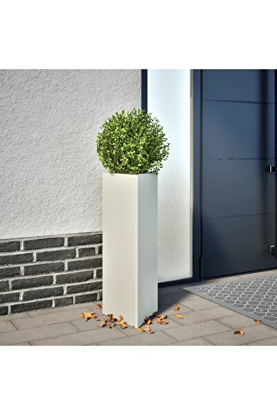 vidaxl Jardiniere gradina, 2 buc., alb, 30x26x75 cm, otel, triunghi
