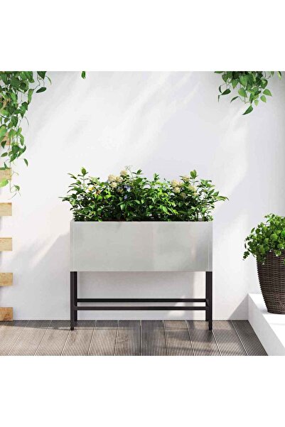 vidaxl Ghiveci ridicat pentru gradina Argintiu 60 x 26 x 45 cm