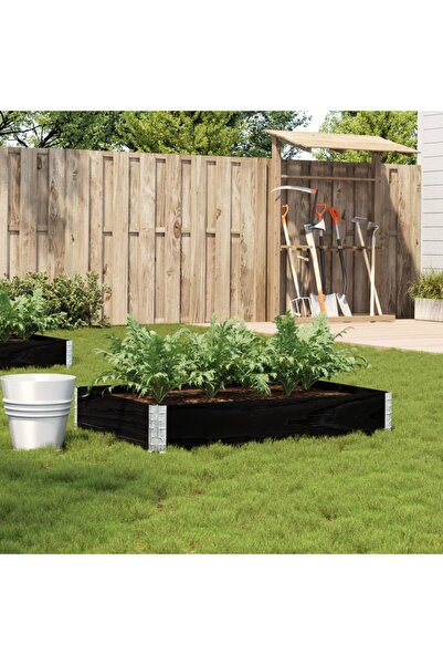 vidaxl Jardiniera de gradina, negru, 120x80 cm, lemn masiv de pin