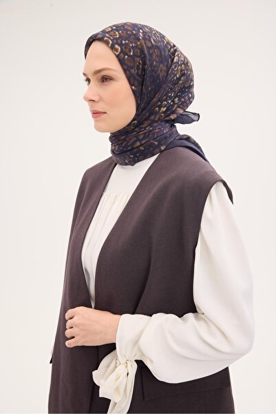 Silk Home وشاح تينسل مونار بنمط حجري باللون الأزرق الداكن 90x90