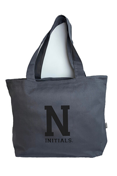 Gri Harfli Tote Bag (N)