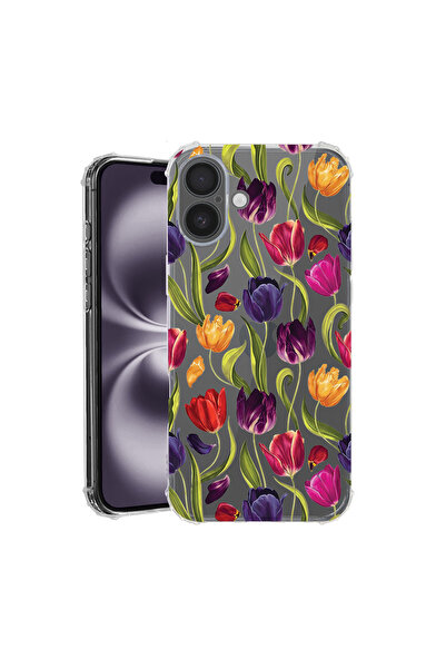 bestcase Αντικραδασμική Θήκη για Apple iPhone 16, Φλοράλ - Σχέδιο Τουλίπας, 1...