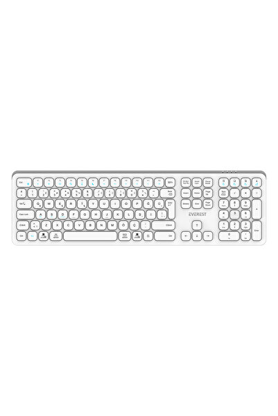 Everest KB-53 Beyaz/Gri 2.4+BT1+BT2+BT3 Çoklu Cihaz Bağlantılı Q Kablosuz klavye