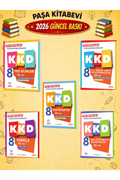Kurmay Yayınları - Kurmay 2026 8. Sınıf Kazanım Kavrama Denemeleri (Matemati + Türkçe + Fen B.+ İnkılap + Din Kültürü) Kkd Seti 5 Kitap
