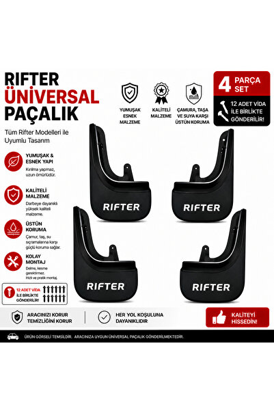 CarEste Peugeot Rifter Uyumlu Üniversal Paçalık Seti 4 Parça Esnek Çamurluk K...
