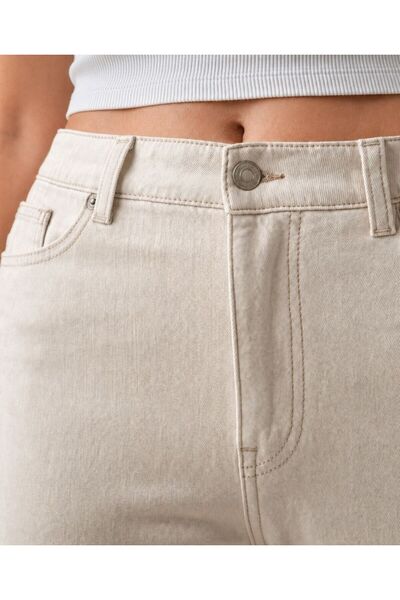 ON KLEEM Prag Beige Cream Boyfriend Mom Jean Women's Recovery Denim Pants