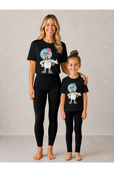 VODEXA Set de tricou și colanți pentru mamă și fiică, 100% bumbac, elastic, c...