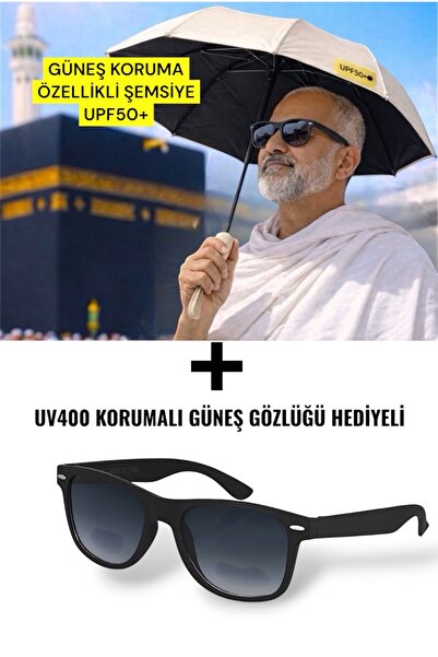 BAMBUKOKU Güneşten Koruyan Hac Umre Şemsiyesi -UV400 Güneş Gözlüğü Hediyeli K...