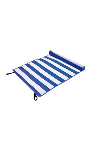 SHOPIENS Saltea rulabilă albastră cu dungi albe pentru plajă 180 x 60 cm