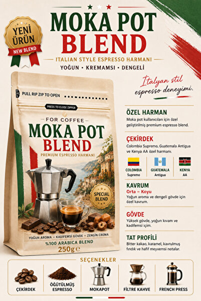 for coffee MOKA POT BLEND 250g – Italian Style Espresso Harmanı