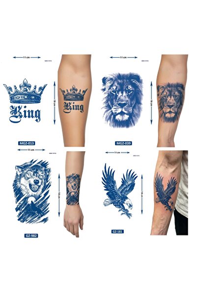 Airbrush Tattoo Yarı Kalıcı 4 Adet Birden Geçici Dövme 18x11 cm Aylık Kalıcı ...