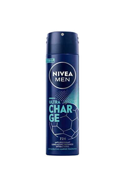 NIVEA MEN Ultra Charge Spray Antiperspirant 150ml, Protecție 72h, Parfum Marin