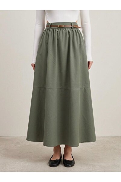 Lunsera Store تنورة ناعمة من بوزغ غازي - كاكي