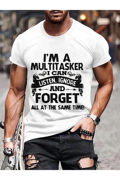 bolivia's تي شيرت رجالي مضحك بطباعة "I Am Multitasker" - تي شيرت أسود كاجوال ...