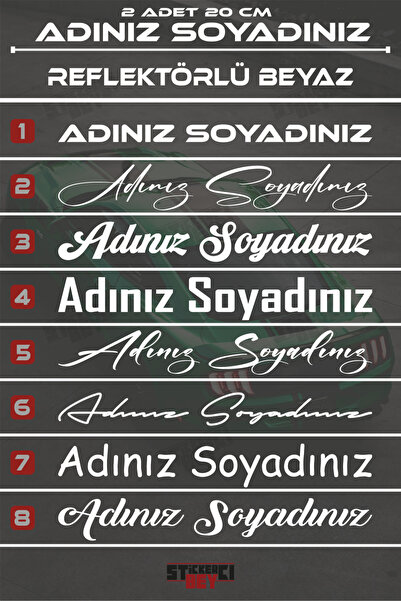 Ydm Reklam 2 ADET ADINIZ SOY ADINIZ MOTOR-ARAÇ-LAPTOP STİCKER KAPLAMA FOLYO K...