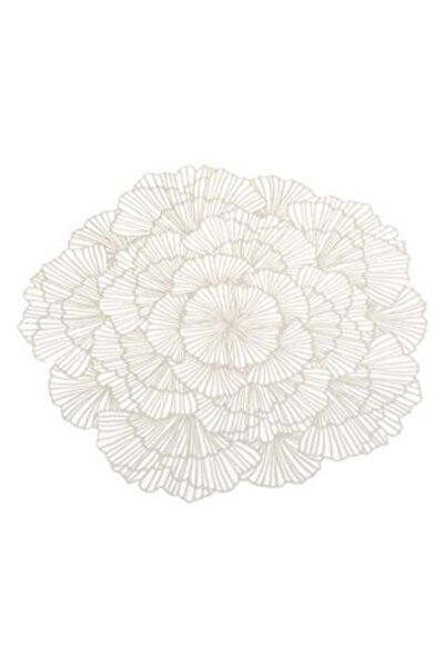 SHOPIENS Suport rotund perforat bej pentru farfurii cu model floral Ø38 cm