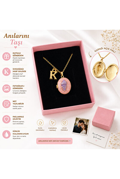 enyessaccessory Fotoğraflı Kapaklı Harfli Çelik Anı Kolyesi Fotoğraflı Gönderim