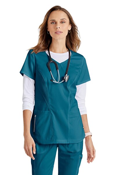 Barco Bluză medicală elastică Grey's Anatomy de Carly pentru femei - Albastru...