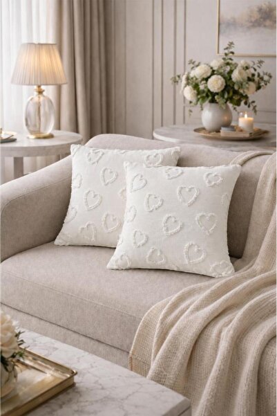 Çeyiz Diyarı Huse de pernă Pure Love din bumbac, pachet de 2, crem