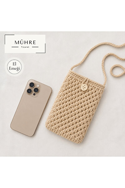 mühre Mini Çapraz Askılı Omuz Çantası El Emeği Amigurumi Telefon Çantası